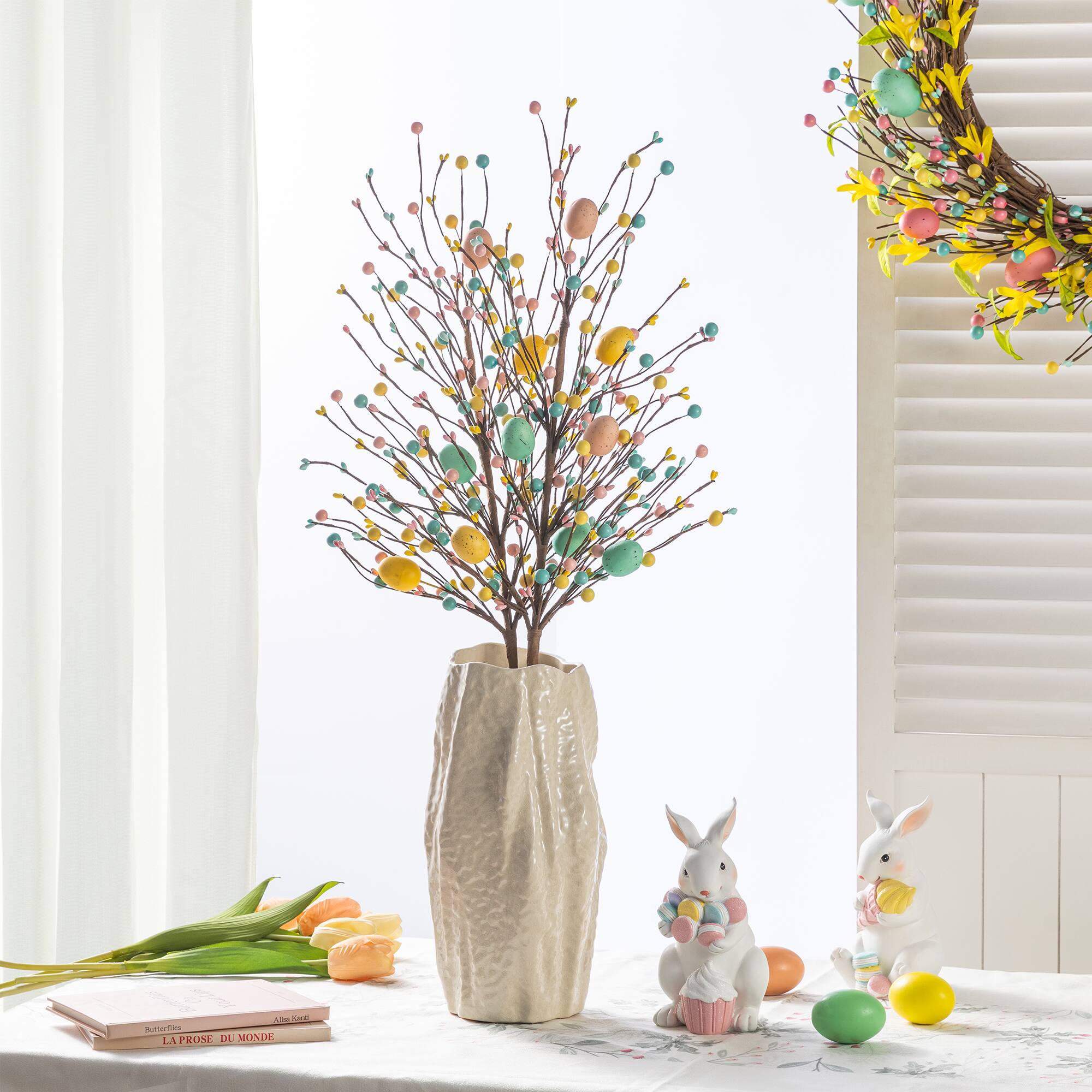 Glitzhome® 28" Easter Berries & Eggs Picks Set